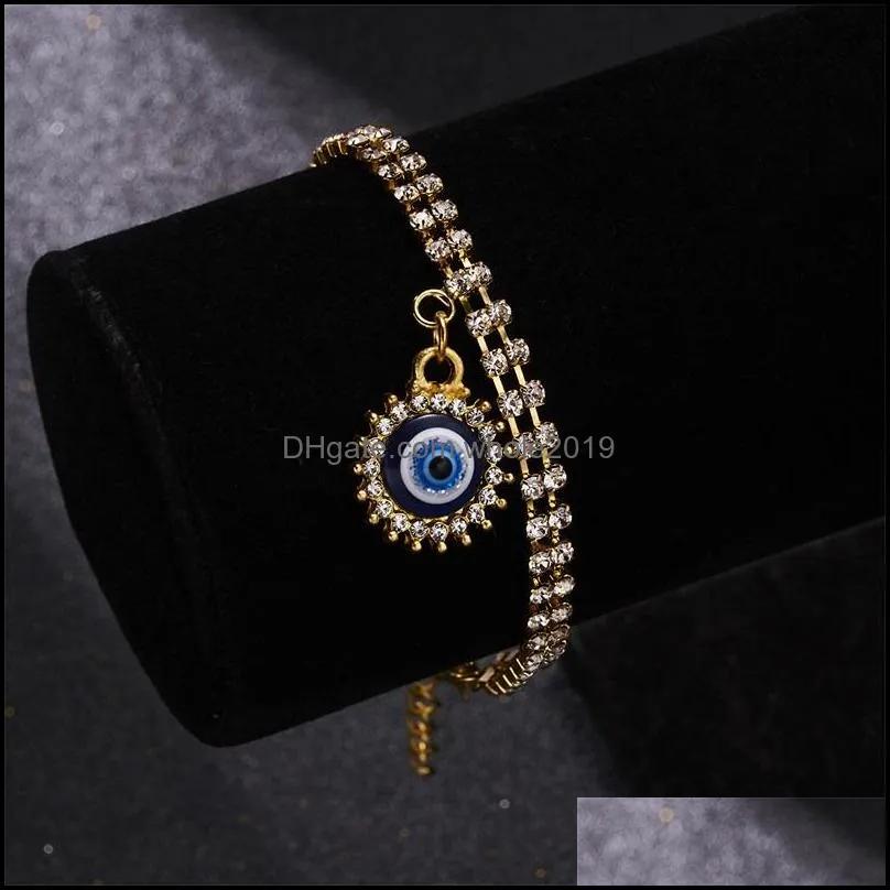 2021 trendy fashion hamsa hand identification bracelets female blue eyes turkish evil eye tennis bracelet fatima starfish love heart