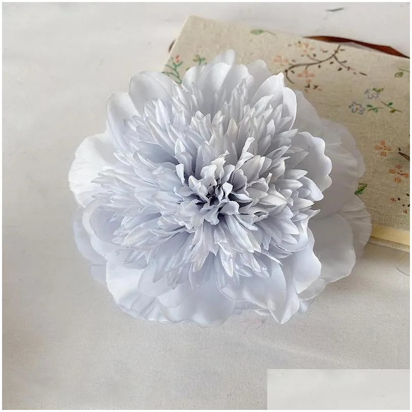 high quality peony artificial flower head with stem silk clothe fake for wedding home garden decoration decorative flowers 