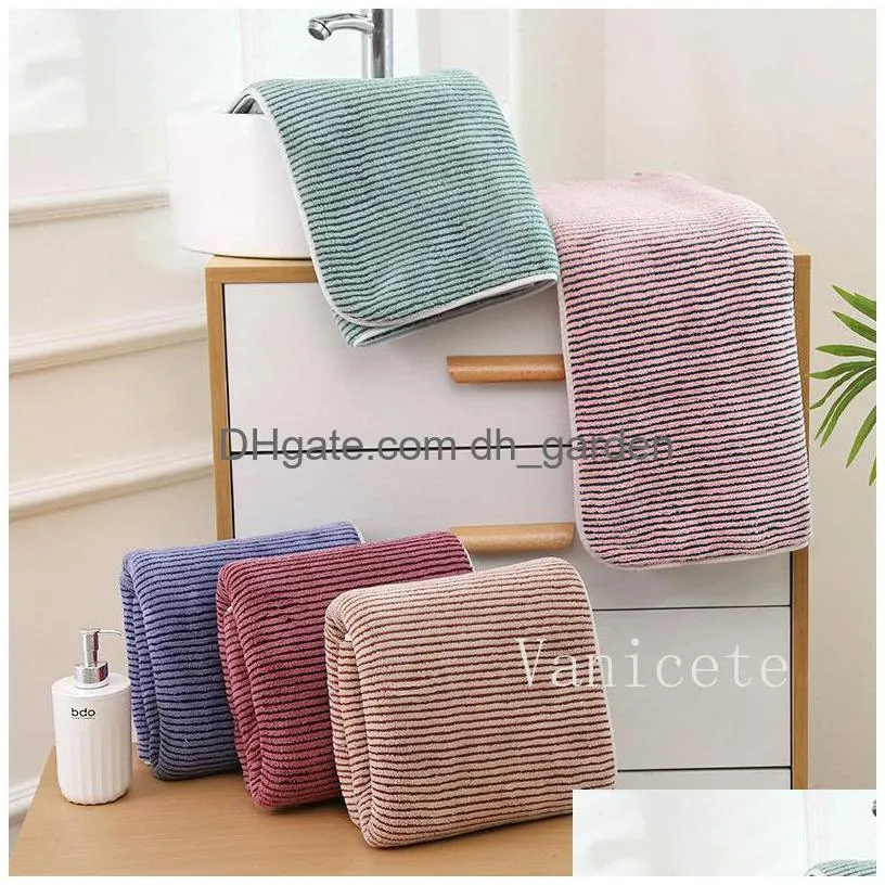 coral velvet towel striped bathtowel adult bathing towels thickened soft water uptake washcloth t9i002151