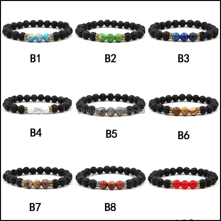 lava rock stone bead bracelet chakra charm natural stone essential oil diffuser beads chain for women men fashion crafts jewelry