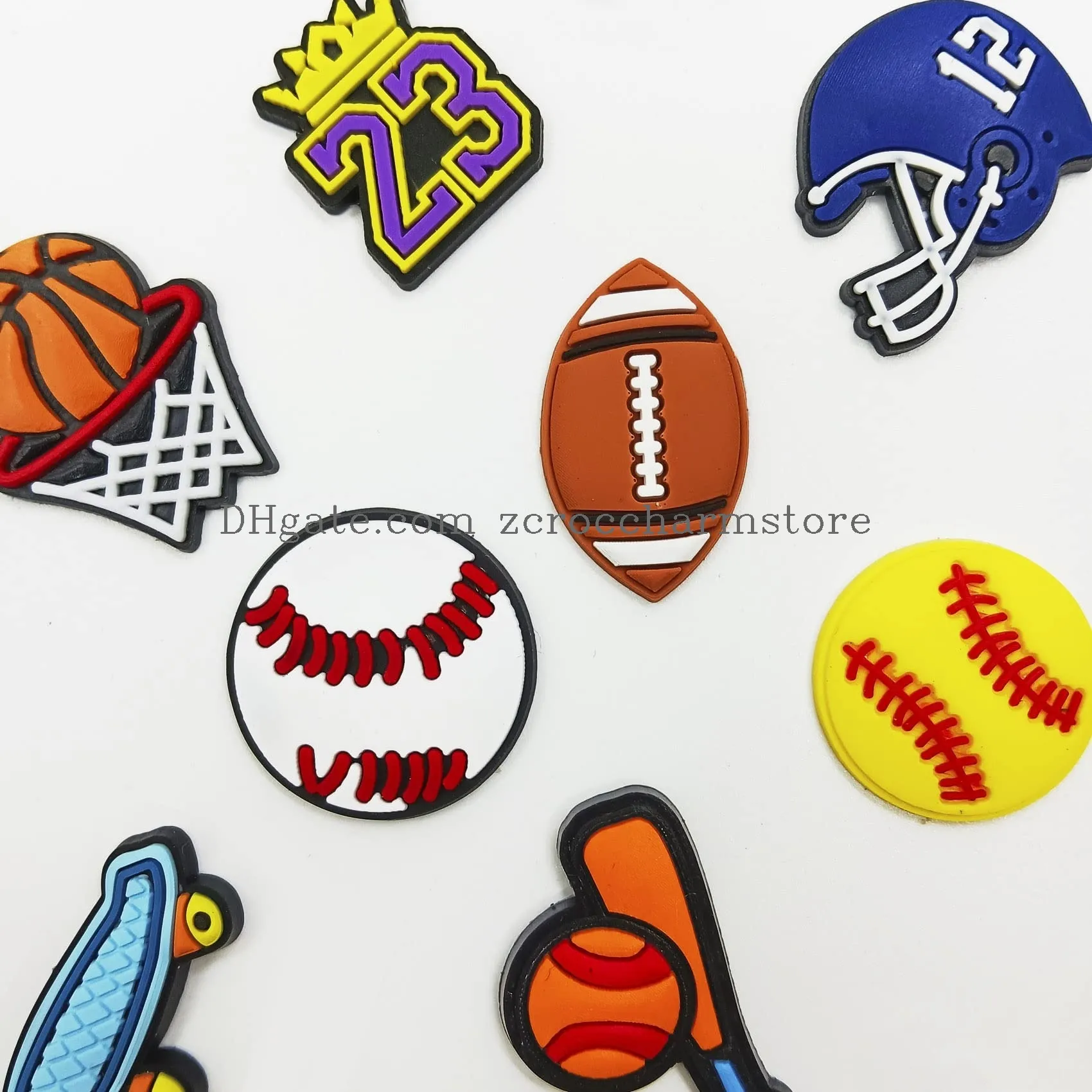 croc charms for boys sports gibits basketball and football baseball softball soccer with sneakers pvc charms for  cute dinosaur shoe charms for bracelet boys croc gibits for kids teens gifts