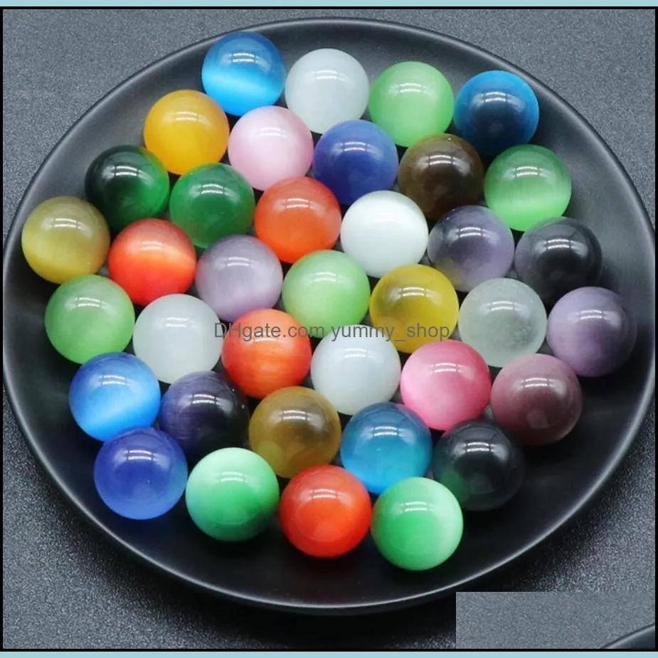 20mm cats eye stone ornament reiki healing chakra quartz mineral crystal tumbled gemstone hand piece home decoration jewelry making