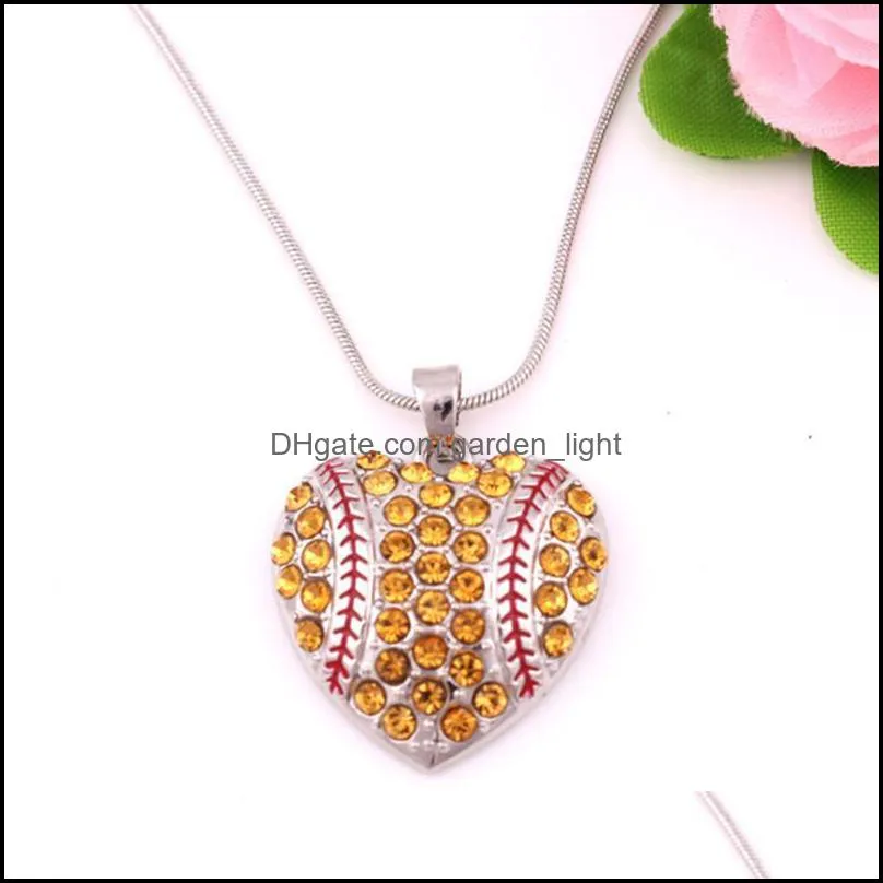 charm rhinestone baseball necklace party supplies softball pendant party favor necklace love heart sweater jewelry accessories