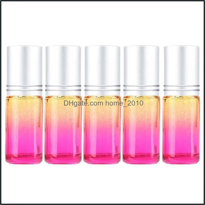 10ml/5ml gradient color thick glass roll on essential oil empty parfum bottles roller ball travel use necessaries