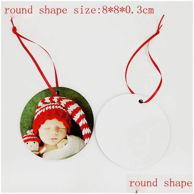 18 styles sublimation mdf christmas ornaments decorations round square shape decorations hot transfer printing blank consumable fy4266