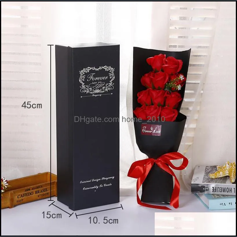 handmade valentines day gift diy artificial flowers rose soap decorative flower box bouquet wedding home festival