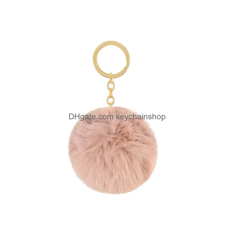 34colors fluffy fur pom keychains toys soft faux rex rabbit fur ball car keyring pompom key chains gift for kids bag ornaments