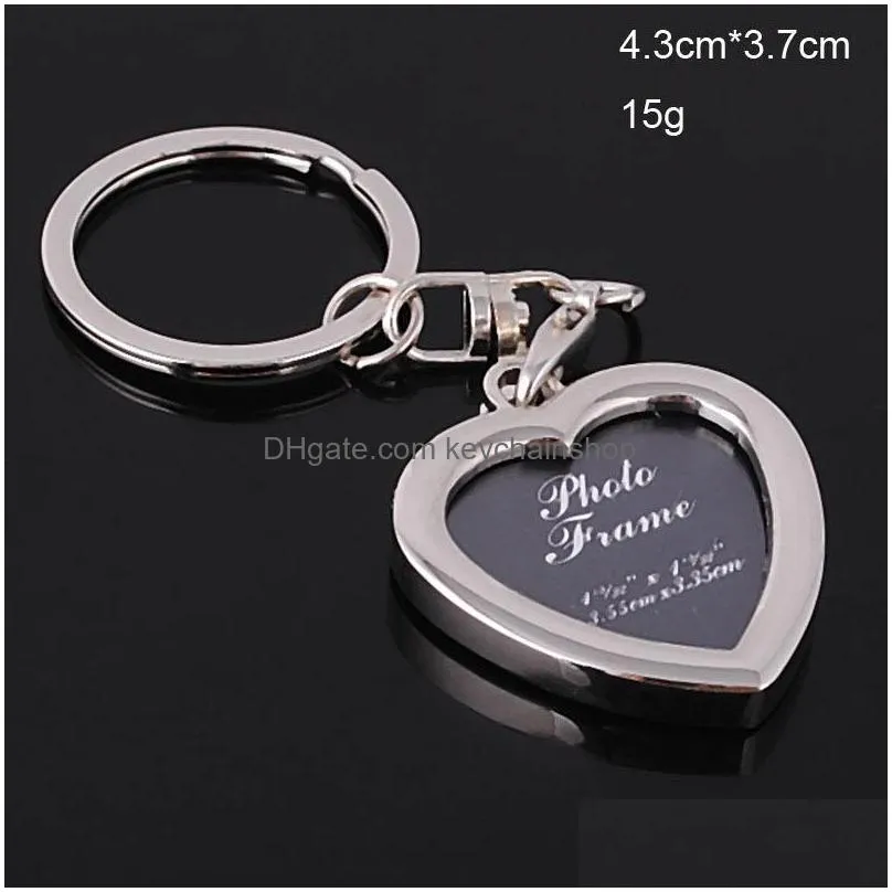 zinc alloy photo frame key chain key ring heart round square classic style classic style 12pcs/lot fashion keyring keychain