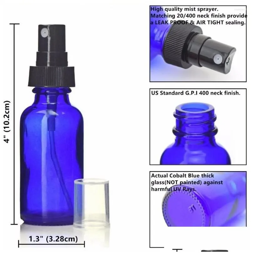 storage bottles 30ml spray bottle cobalt blue glass w/ black fine mist sprayers for  oils home cleaning 1 oz pack of