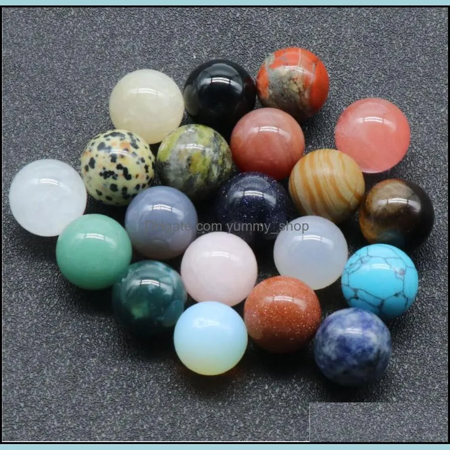 16mm natural stone loose beads amethyst rose quartz turquoise agate 7chakra diy nonporous round ball beads yoga healing guides