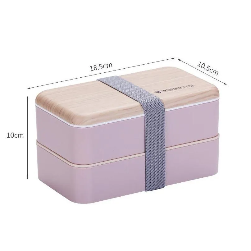double layer lunch box 1200ml wooden feeling salad bento boxes microwave portable container for workers student 0106