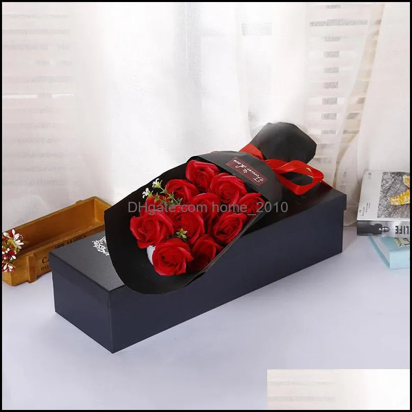 handmade valentines day gift diy artificial flowers rose soap decorative flower box bouquet wedding home festival