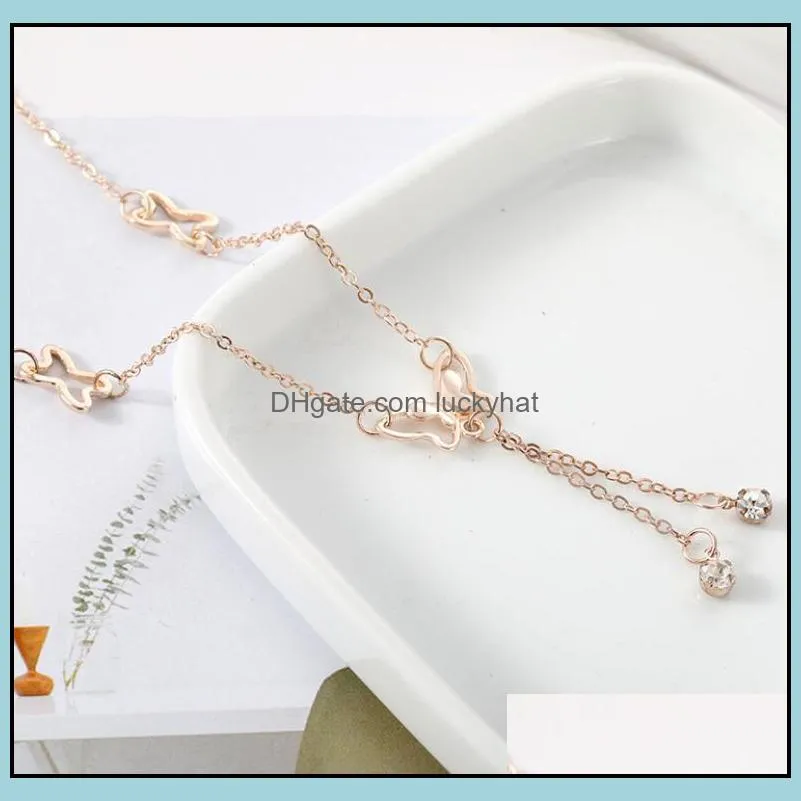 temperament butterfly single drill tassel anklets for girl women korean fashion accessories wholesale