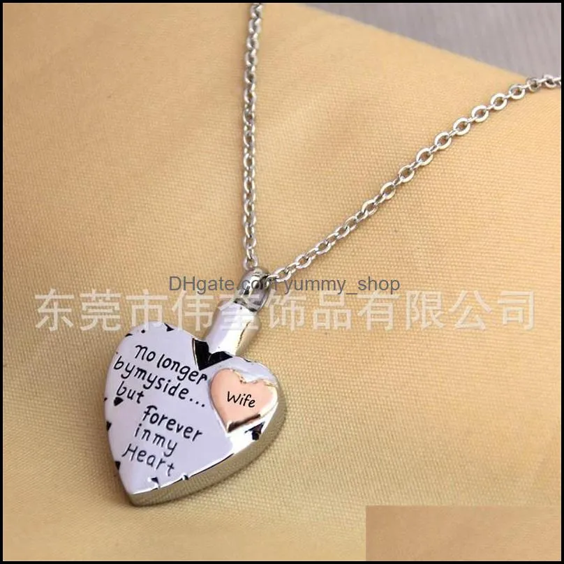 silver heart stainless steel memorial necklace for mom dad pet no longer by my side forever in my heart cremation pendant jewelry 816