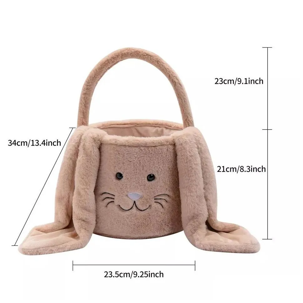party favor handbag fuzzy long ears easter rabbit bucket plush furry bunny gift bags easter basket 0103
