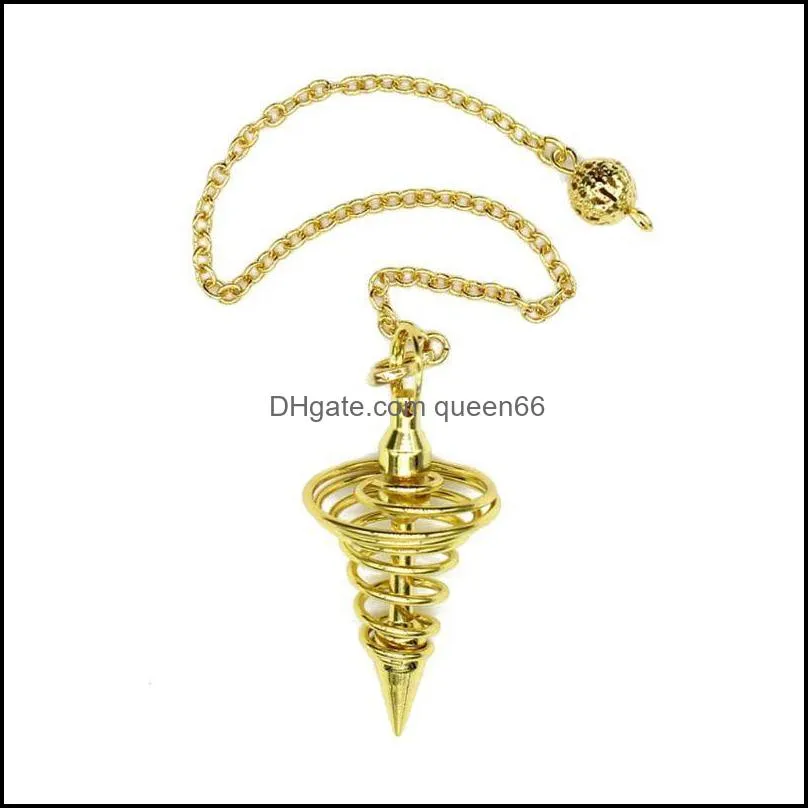 pendant necklaces reiki healing dowsing pendulum chain spiral coil point meditation yoga jewelry