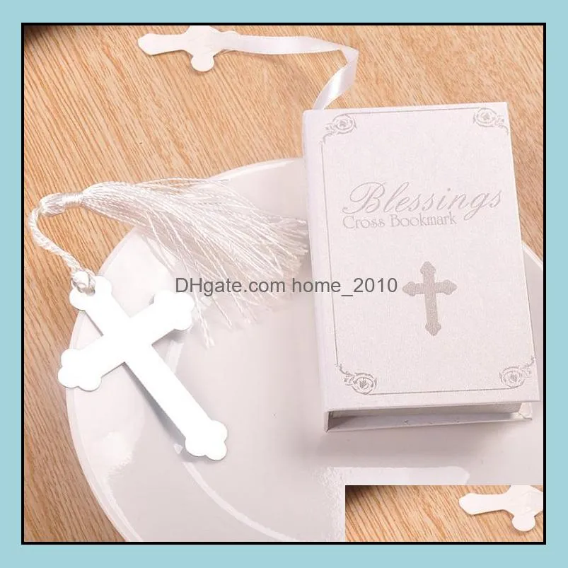 blessings silver cross bookmark with tassel wedding baby shower baptism party favors gifts sn2087