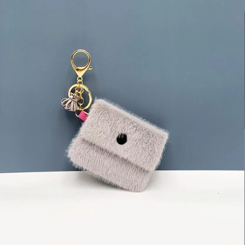 pom pom keychain cute purse bag charm key ring plush wallet keychains for women car pendant fashion accessories party gift 7 styles