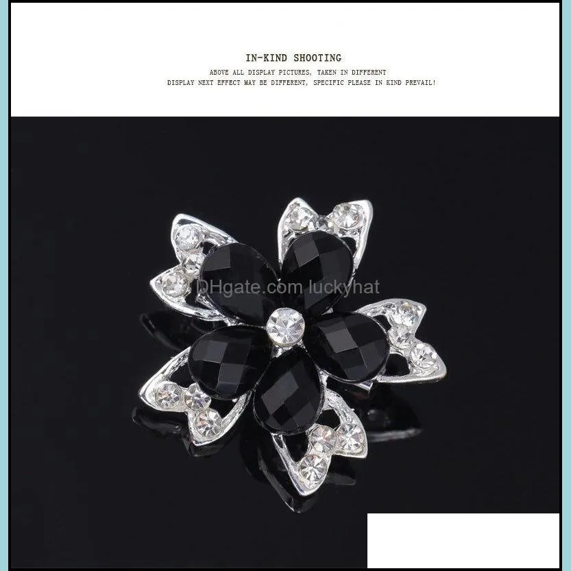 brooches retro style black big crystal brooch colored flower women brooch pins crystal rhinestone brooches