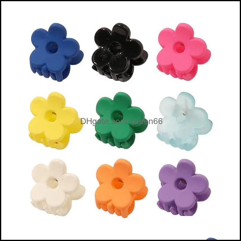 mini size flower hair clamp clips transparent pure color flowers hair claws women ponytail edge plastic hairpins girl headdress ornaments