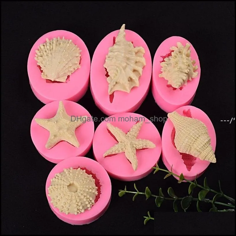  marine animal shaped fondant cake silicone mold cupcake soap muffin baking tool pearl conch starfish sea shell heat resistant