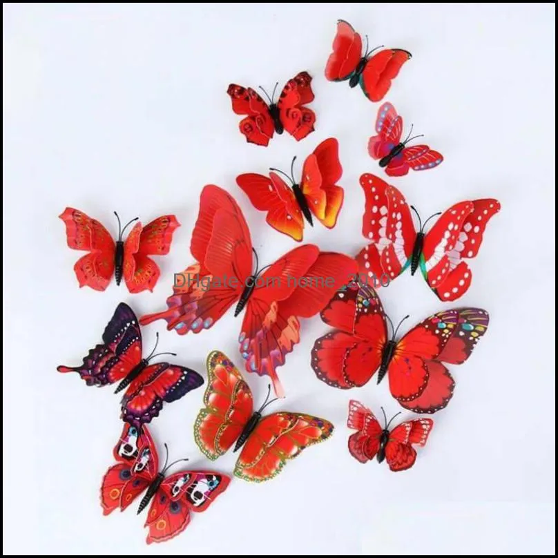 double layer 3d butterfly wall sticker on the home decor butterflies for decoration magnet fridge stickers