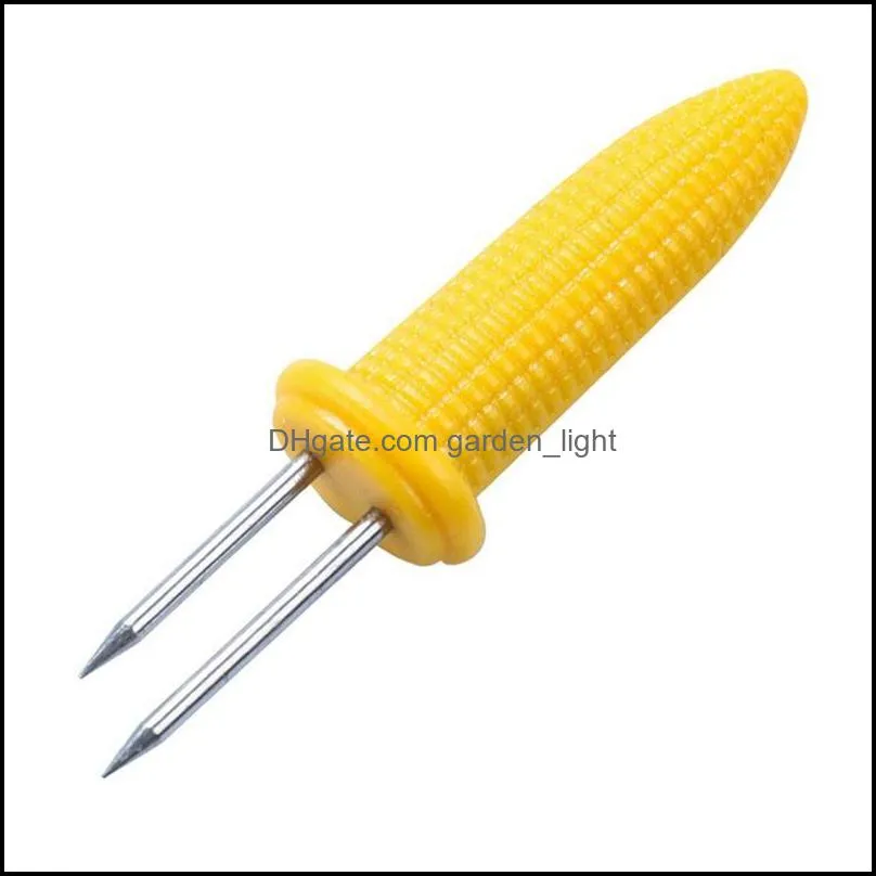 stainless steel bbq corn holders corn on the cob skewers fruit forks outdoor barbecue fruit fork kitchen tool