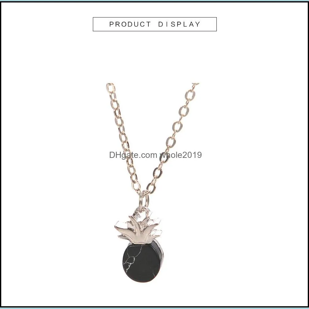 choker necklace silver gold chain necklace spring fruit pineapple black white turquoise necklace