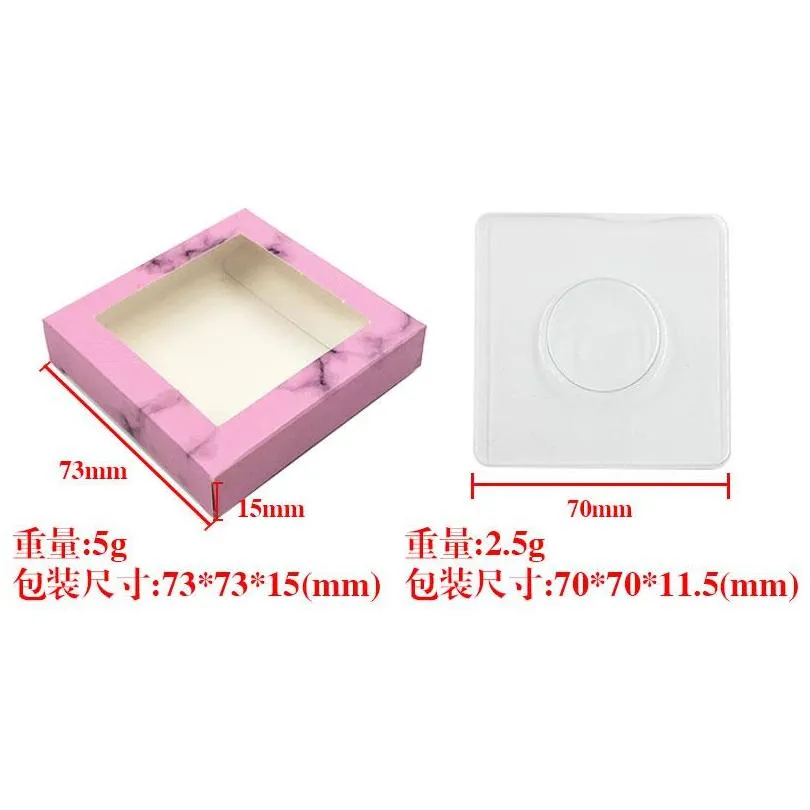 100pcs a lot false eyelash packaging square paper box many styles and colors for option lash cases 25 mm mink eyelashe with tray packing