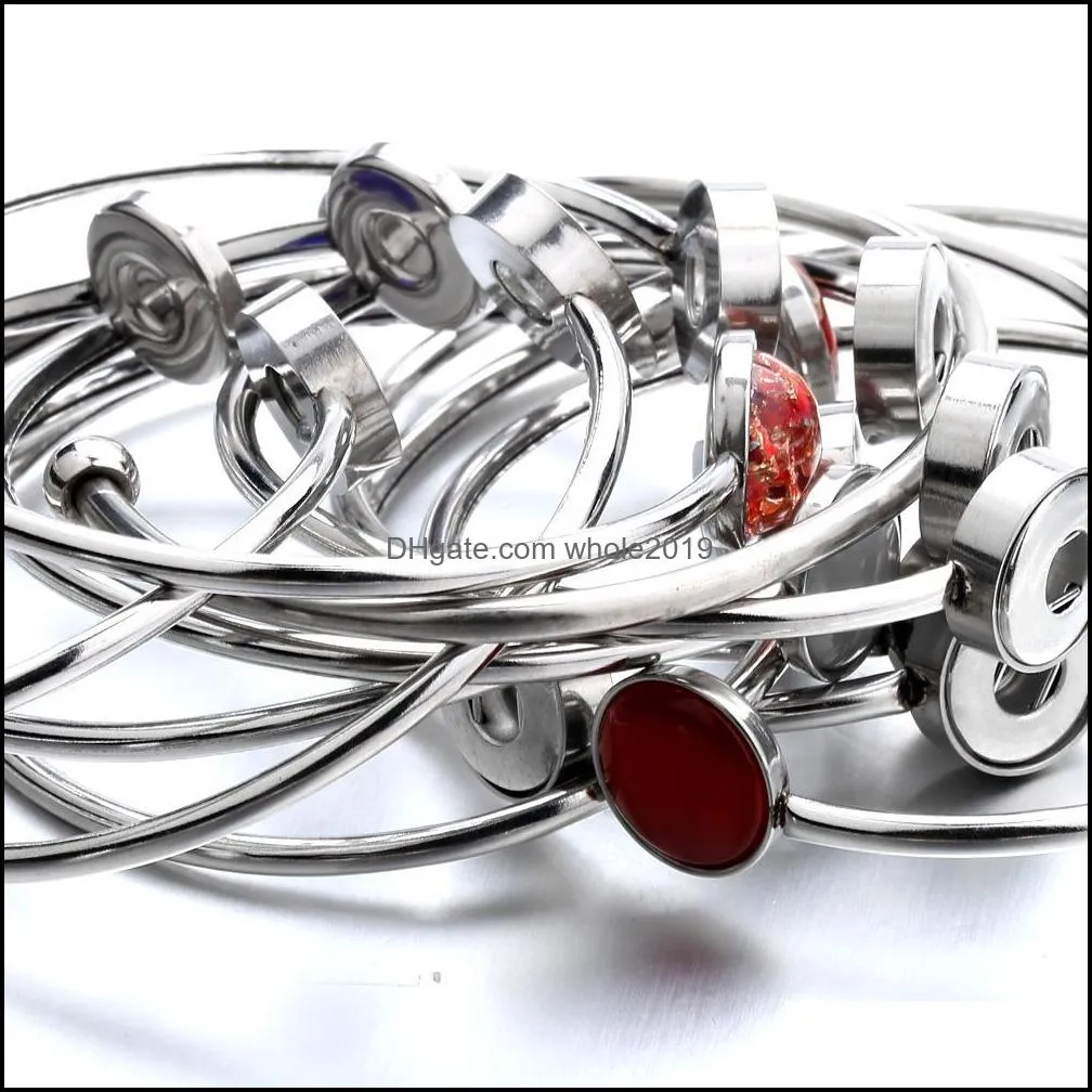 stainless steel snap button cuff bangle jewelry mini 12mm snaps bracelet for women couple bracelets