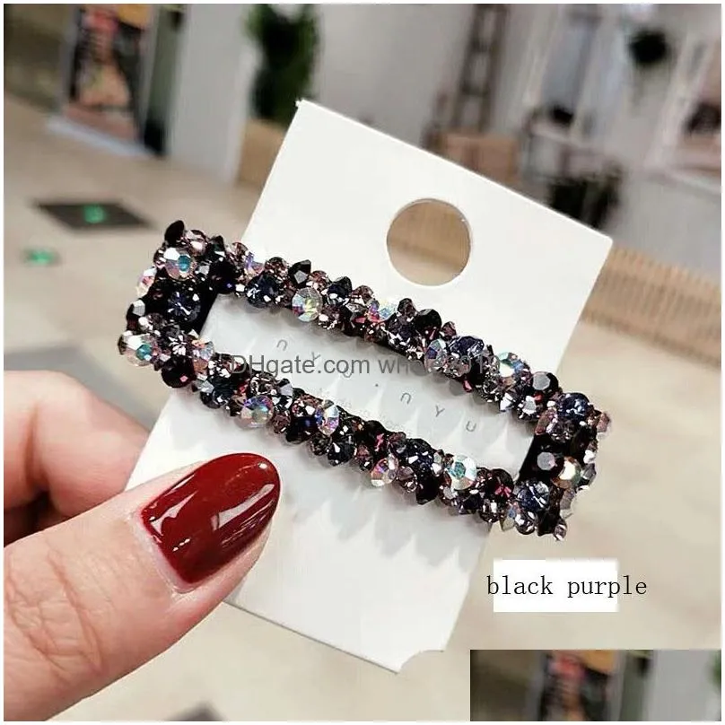 fashion jewelry colorful rhinstone barrette hair clip bb barrette womens girls hairpin barrettes