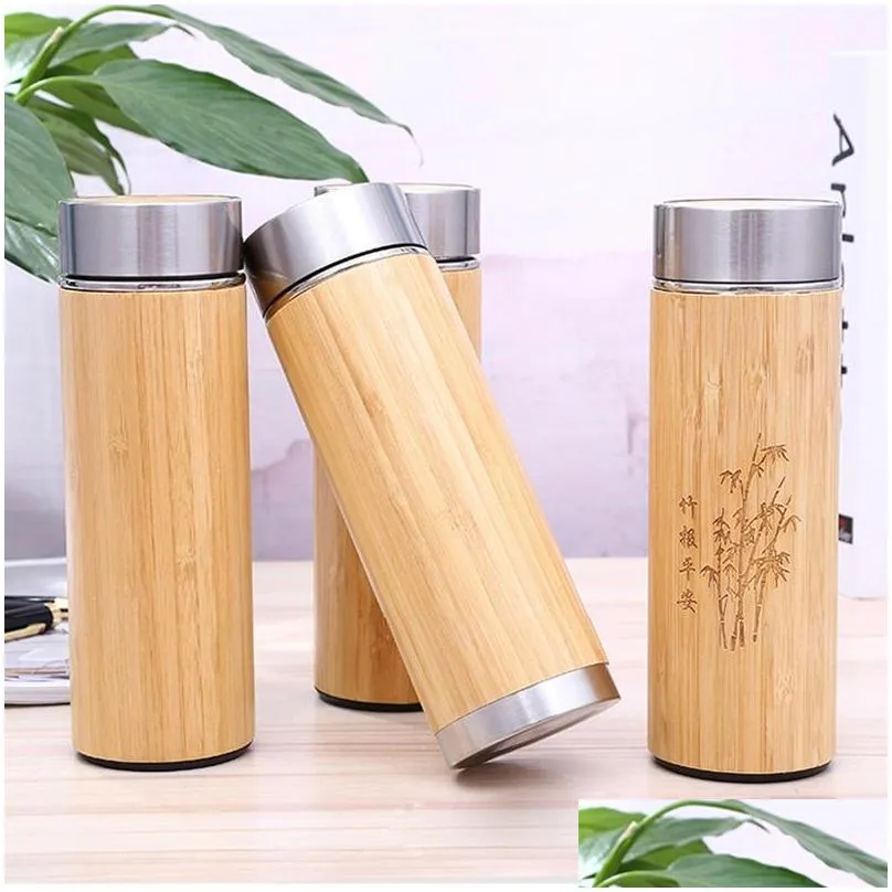 bamboo stainless steel vacuum cup stainless steel thermal cup 450ml purple sand ceramics liner water bottle thermos drinking cup tqq