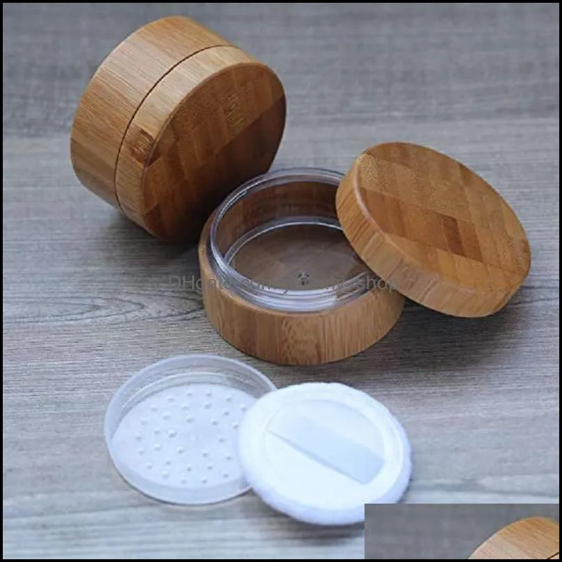 30 ml empty powder case bamboo cosmetic jar makeup loose powder box case container holder with sifter lids and powder puff