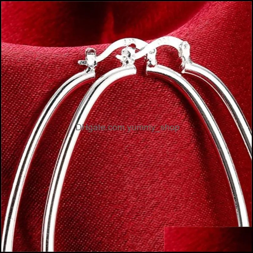 womens sterling silver plated flat u earrings hoop huggie gsse001 fashion 925 silver plate earring gift 2196 q2