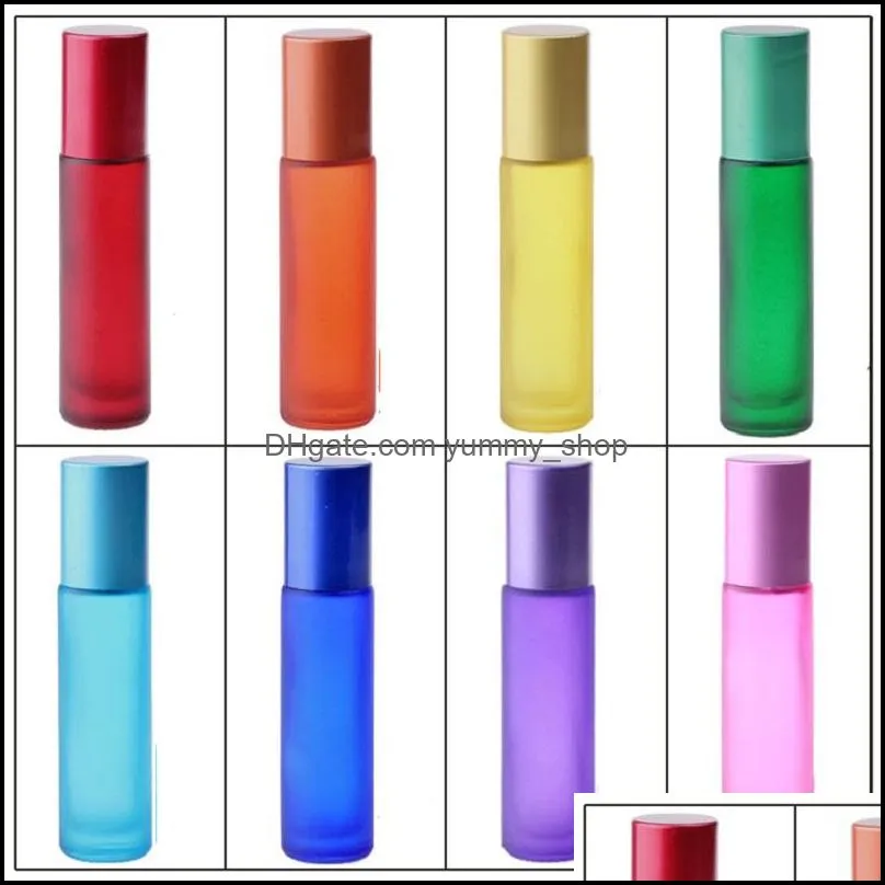 10ml glass essential oil roller bottles rainbow series frosted glass perfume roll on bottle travel size bottle