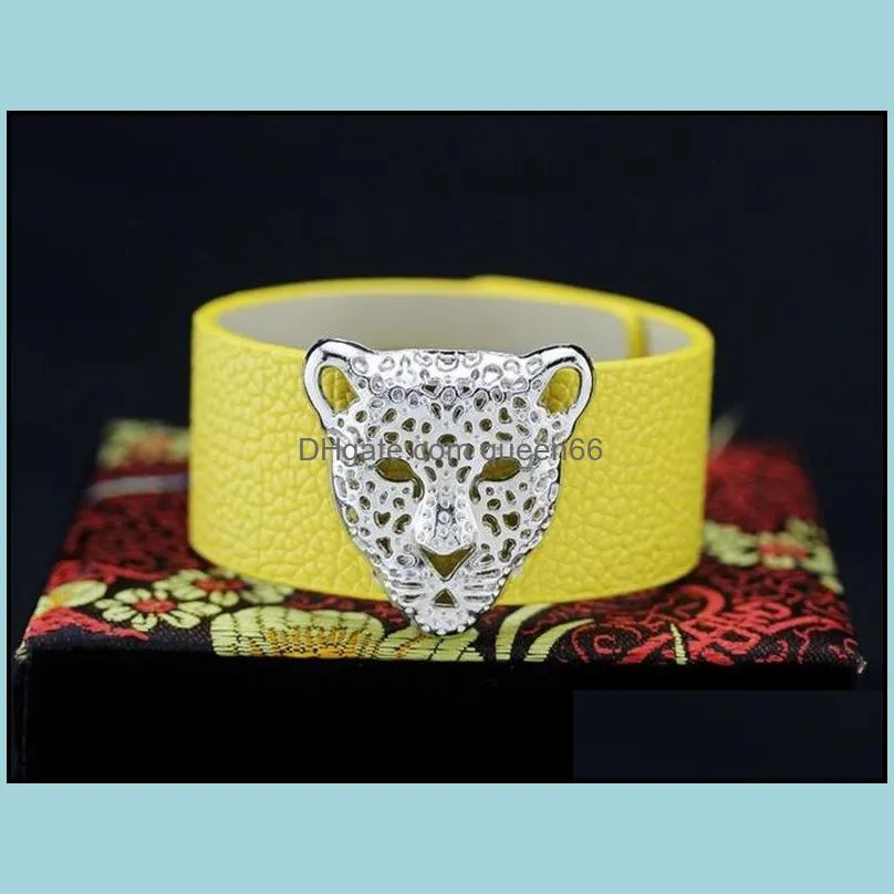 charm bracelet vintage punk leopard wholesale jewerly opening bracelets bangles leather bracelet