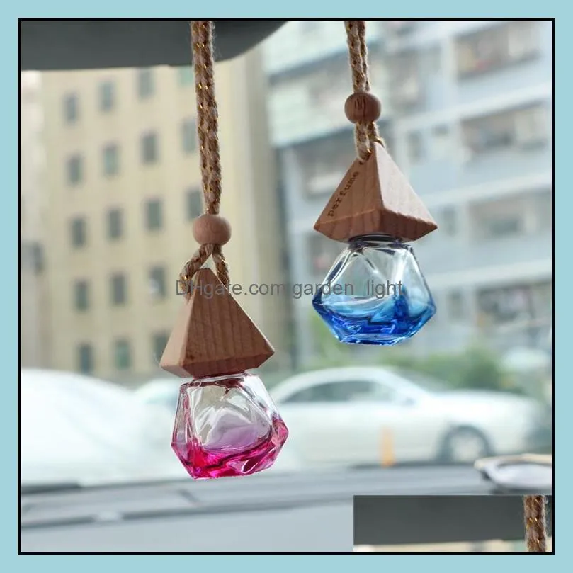 newest car perfume bottle pendant essential oil diffuser 9 colors bag clothes ornaments air freshener pendant empty glass bottle