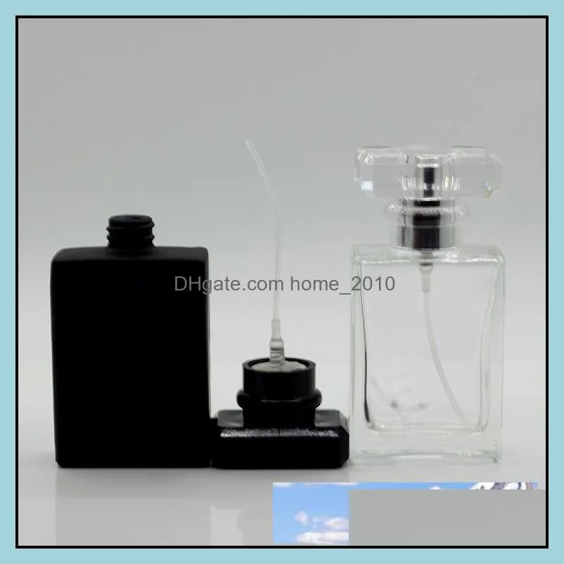 portable refillable perfume spray bottle 50 ml empty perfume vials black clear with pump sprayer mist atomizer