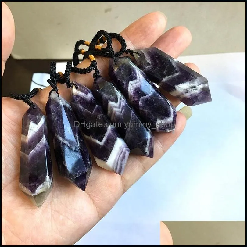 natural crystal amethyst pendant necklace jewelry power rough crystal polished double pointed crystal tower jewelry pendant