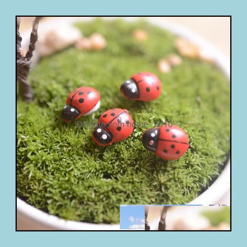 artificial mini lady bugs insects beatle fairy garden miniatures moss terrarium decor resin crafts bonsai home decor