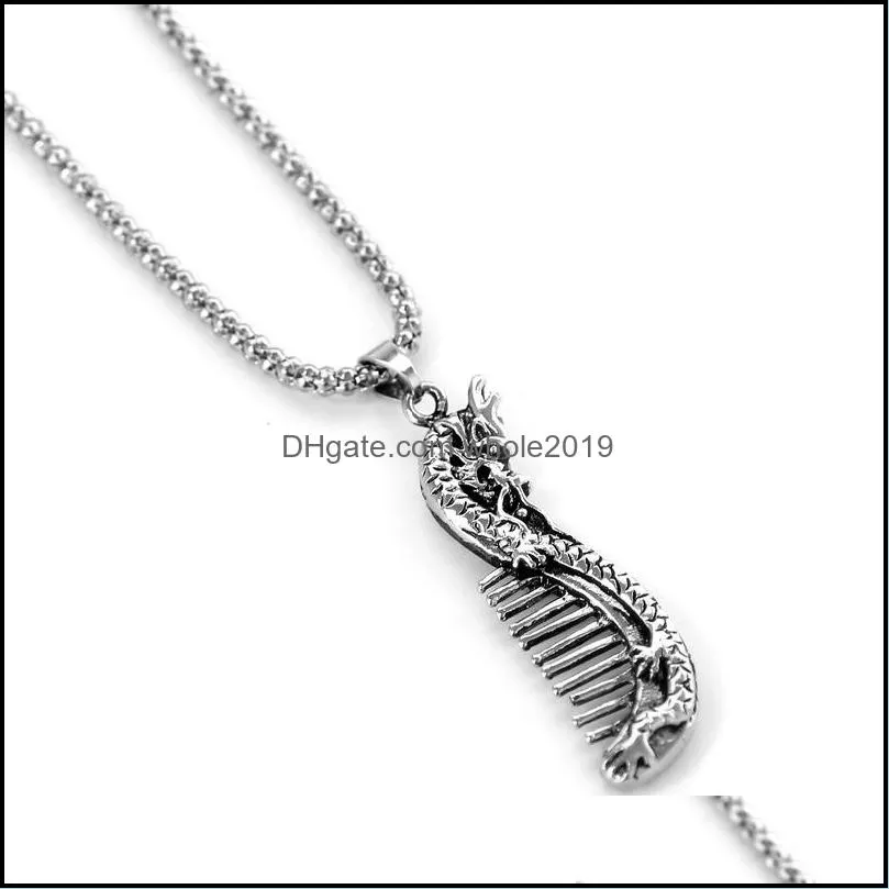 vintage dragon pendant necklace dragon comb pendant necklace for women mens xmas gifts pun jewelry mini men jewelry