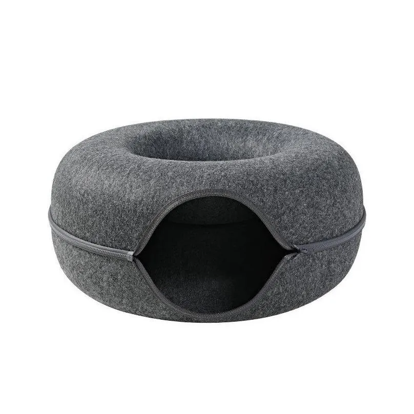 cat toys donut tunnel bed pets house natural felt pet cave round wool for small dogs interactive play toycat