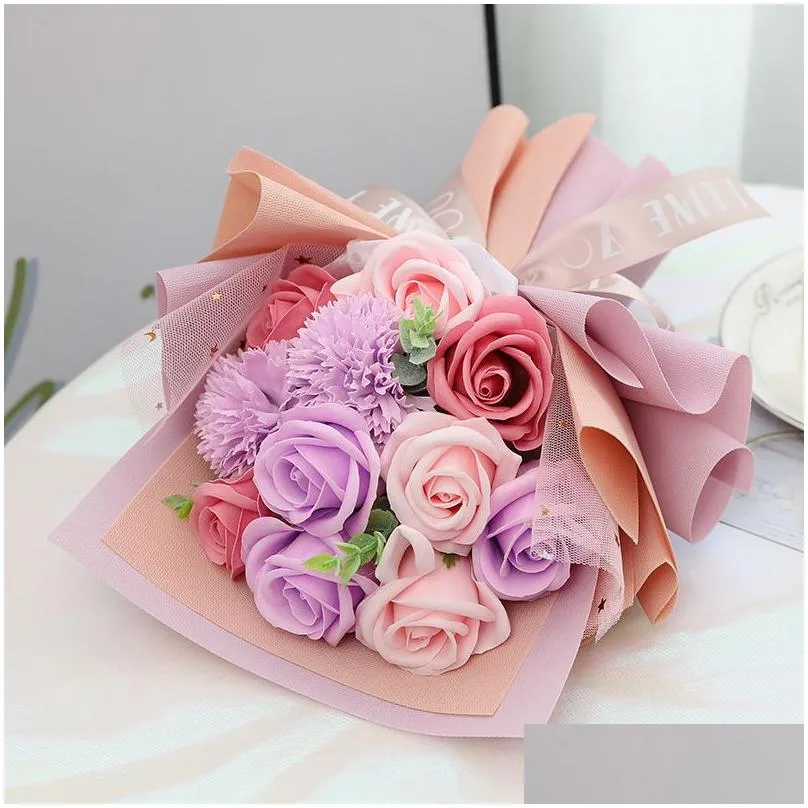 simulation flowers christmas valentines day gift to send men and women friends carnation simulation rose small bouquet