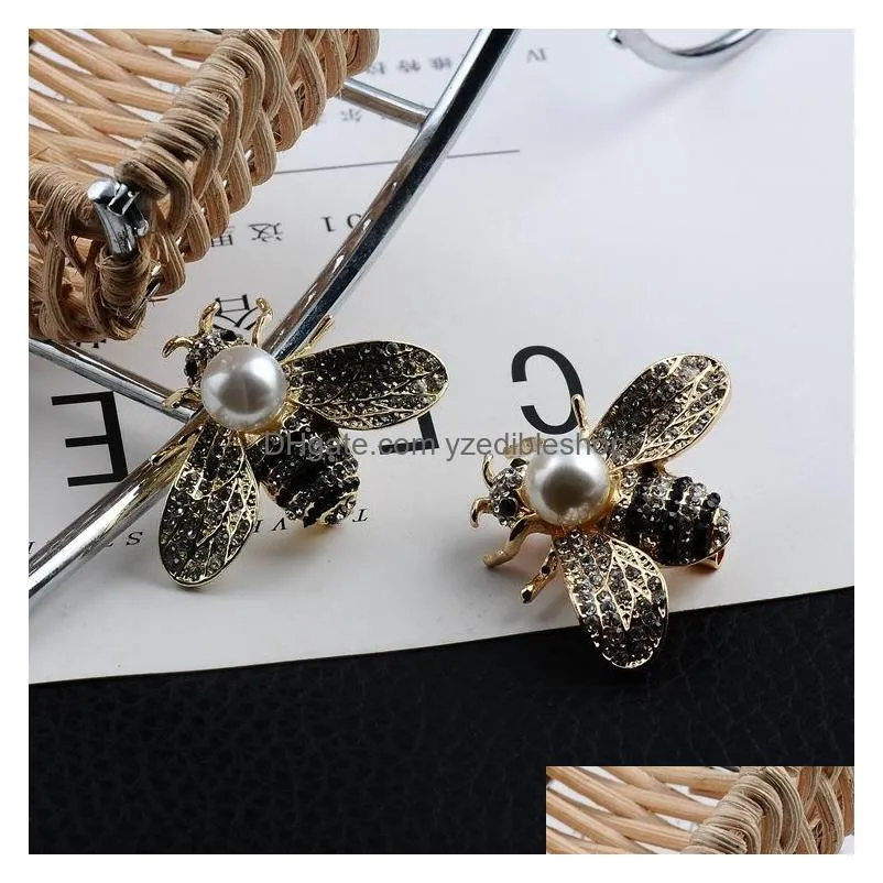 threedimensional small bee brooch large pearl brooch small suit dualuse delicate alloy pins jewelries fashion jewelry