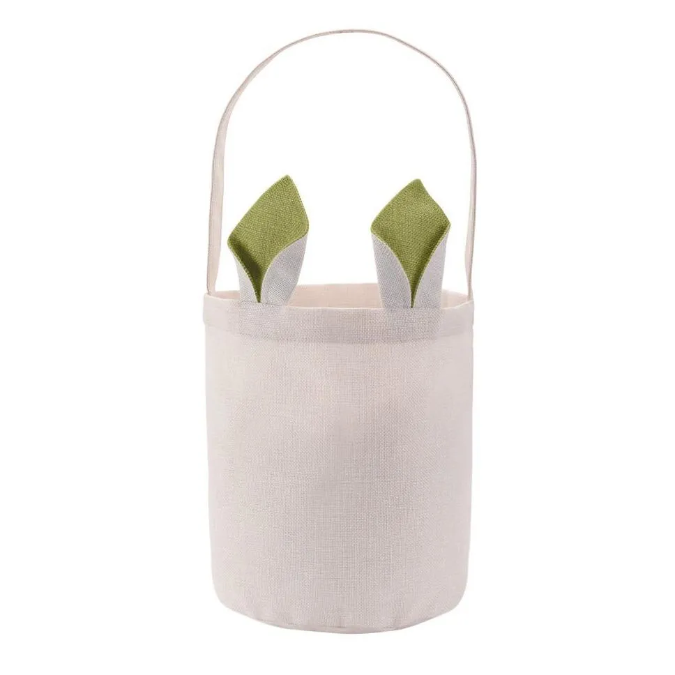 customized 4 colors blank easter bunny storage bag with rabbit ear easter candy egg baskets sublimation canvas bucket 0106