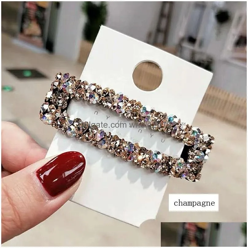 fashion jewelry colorful rhinstone barrette hair clip bb barrette womens girls hairpin barrettes