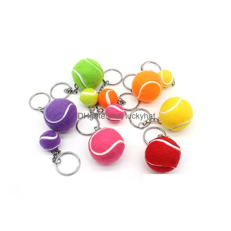 100pcs/lot green tennis shaped key chain simulation of small tennis key ring diameter about 3cm sport accessories