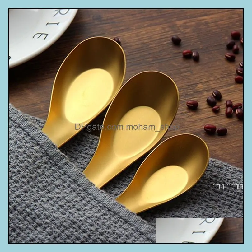stainless steel soup spoons gold cooked rice scoop children kids dinner tableware kitchen accessories wholesale rrf14392