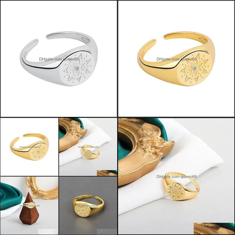 sterling silver sunflower pattern diamond ring for woman fashion opening beautiful gorgeous jewelry