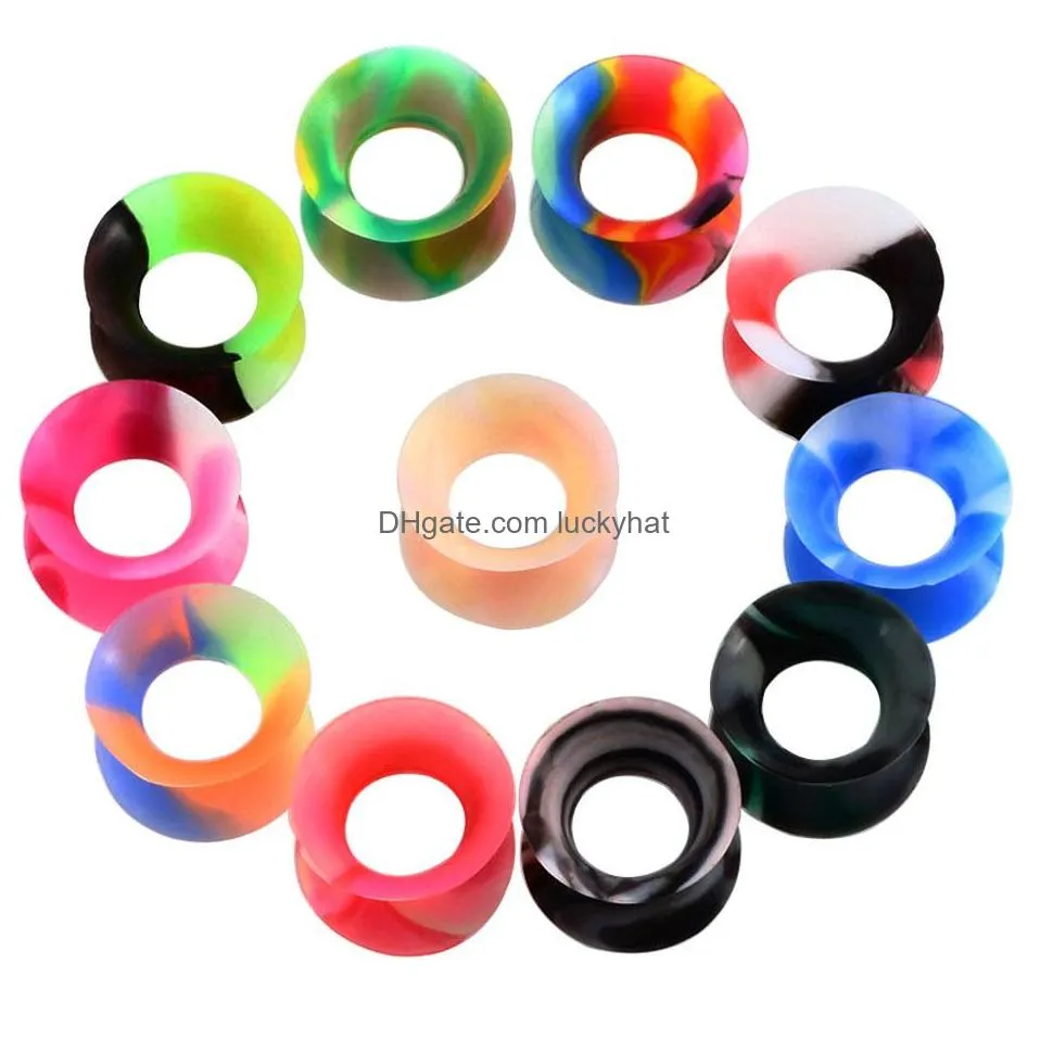 22pcs/lot new silicone ear plugs tunnels ear expansion reamer 616mm european and american human puncture jewelry mix color 